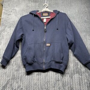 VTG‎ Big Smith Men's Large Hoodie Thermal Lined Full Zip Workwear Navy